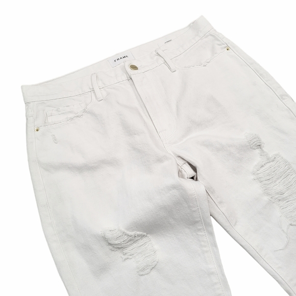 Frame Le Garcon Mid-Rise Straight Fit in Rumpled Blanc Rips Size 27 NWT - Picture 8 of 8